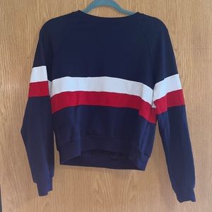 Women’s Red, White, & Navy Cropped Sweater